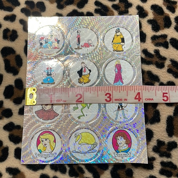 1995 POPEYE SWAN PRINCESS 👑Prism Stickers Sheet 90s Holographic Cartoon Vintage - Picture 8 of 17
